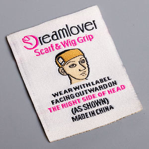 3D Embossed Beige Damask Woven Web <strong>Label</strong> 3D Silicone Logo With Laser Cutting 2-Head Woven <strong>Label</strong> For <strong>Garment</strong> Silk Screen Printing - Product Image 4