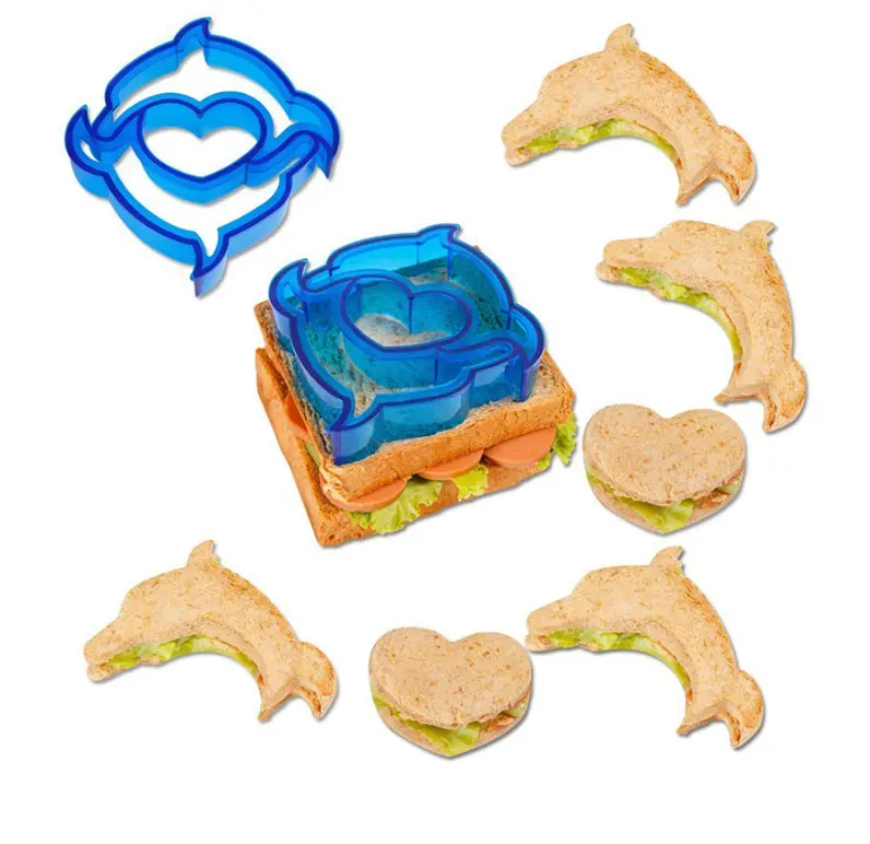 Molde de sándwich de plástico de grado alimenticio, cortador de galletas, molde para hornear pan y comida, mini molde de pastel de dibujos animados