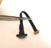 Kabel FPC Panel Mount Mikro Female dengan Selubung PVC, Kabel USB 3.1 Tipe C Datar Bersudut dengan Adaptor Panel Mount FPC Pita Tipis