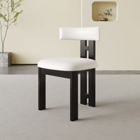 Chaise de Salle à Manger en Bois Massif Rembourrée de Style Scandinave Moderne pour Visiteur, Chaise de Restaurant Design Nordique en Cuir