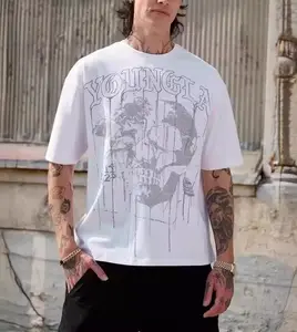 Camiseta de secado rápido transpirable personalizada con estampado de calavera para hombre de tendencia de moda de verano