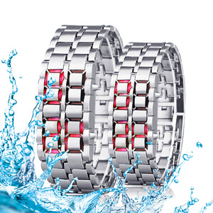Fashion Mens Digital Lava Wrist <strong>Watch</strong> Men <strong>Black</strong> Full Metal <strong>Red</strong> Blue LED Display <strong>Watches</strong> Gifts for Male Boy Sport Creative Clock - Product Image 3
