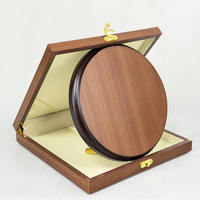 Plaque en bois ronde marron personnalisée, médaille, plaque de récompense carrée en bois avec boîte en bois