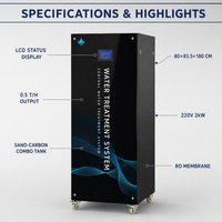 Système compact de purification d'eau par osmose inverse 0,5T, 220V, purificateur d'eau RO industriel, verre trempé, qualité supérieure