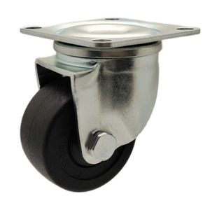 Roulettes industrielles à plateau en nylon robuste de 3 pouces, pivotantes, à faible gravité, en acier noir, personnalisables OEM, avec roulement à billes - Product Image 1