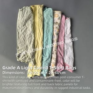 Trapos de Algodón 100% Absorbentes de Aceite, Ligeros, de Colores Mezclados, para Limpieza Industrial - Product Image 2