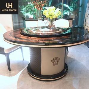 Mesas y sillas de comedor redondas de madera, nuevas y lujosas mesas de comedor con <span class=keywords><strong>Lazy</strong></span> alan - Product Image 2