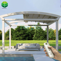 Toldos impermeables motorizados para balcón, Patio, pérgola retráctil, sistema de techo con ventanas de vidrio