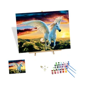 Diy Paint By Numbers Kit Art Oil Das Für Malen Nach Zahlen Bilder White Horse Flying Wings Gemälde Mit Rahmen