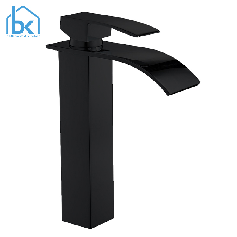 Матовый черный смеситель для раковины с одной ручкой Золотой водопад смеситель для ванной Torneira Misturador monocommand Baixa Banheiro