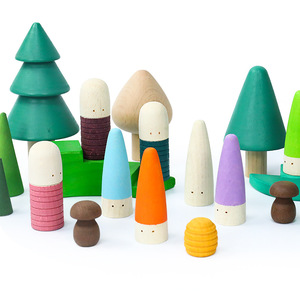 Wooden Rainbow Building Blocks Scene <b>Set</b> For Baby Color Recognition Early Childhood Education Thumb Sized Figures Toy 3-5 Years - Product Image 1