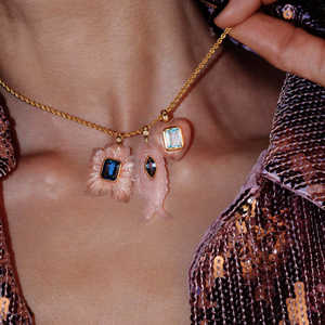 Eropa Amerika 18K retensi warna mode baru DIY ikan kecil liontin bunga tungku baja tahan karat vakum Plating liontin - Product Image 2