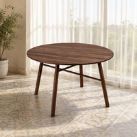 Table ronde en bois massif pour café et restaurant, style ferme personnalisé, usage commercial