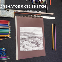 Cuaderno de Dibujo Personalizado de 9x12 Pulgadas, Encuadernado en Espiral, 100 Hojas, Papel de Dibujo de 68 lb y 100 g/m², Lote Pequeño para Estudio de Artistas