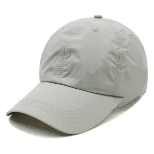 Boné de beisebol liso de nylon, chapéu personalizado, secagem rápida, 6 painéis bordados, para homens, verão, 2023