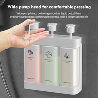 Distributeurs de savon manuels triples en plastique ABS antivol pour salle de bain d'hôtel, à fixer au mur, couleur noire