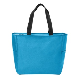 Sac fourre-tout en toile de coton léger personnalisé avec logo, fermeture éclair noire, idéal pour le shopping - Product Image 3