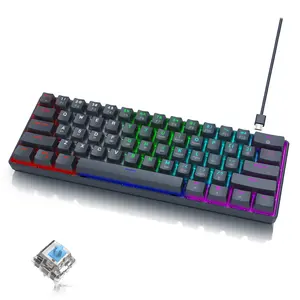 Razeak Compact 61 Keys Design RGB Backlight Gaming Keyboard Portable NKRO Blue Switch Type-C Wired Mechanical Keyboard for Gamer