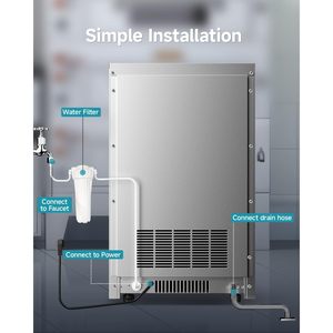Máquina de Hielo Comercial EUHOMY de 200 lb/24 h, Acero Inoxidable, Bajo Mostrador, con Filtro de Agua, Capacidad de Almacenamiento de 33 lb - Product Image 6