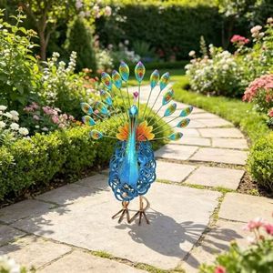 Ornement de jardin créatif en fer forgé en forme de paon solaire simulé, décoration paysagère extérieure pour cours et pelouses - Product Image 6