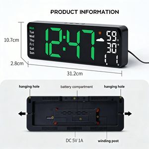 12-Zoll Geräuschlose Elektronische LED Digital-Wanduhr mit Kalender, Wetterstation, Wochenanzeige, Temperatur, Luftfeuchtigkeit und Hintergrundbeleuchtung - Product Image 5