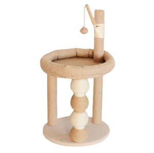 Tempat Tidur Kucing Berlapis Sisal, Mainan Pohon Garukan Indoor dengan Produk Kucing Lucu, Bola Bulu untuk Anak Kucing, Tiang Garukan Kucing - Product Image 2