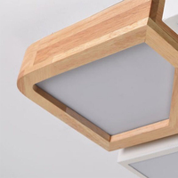 Casse-tête géométrique moderne LED Plafonnier en acrylique Atmosere en bois simple avec base en fer pour le salon et la chambre à coucher