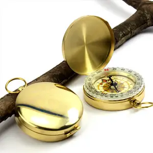 Portable Pocket Watch Compass Luminous Copper Brass Glow In The Dark Compass For Hiking