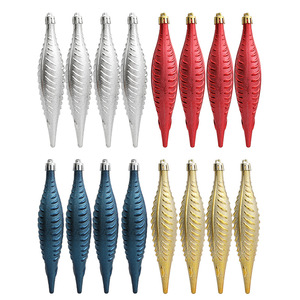 Pendentif de Noël à quatre feuilles, ornement de Noël en plastique brillant à suspendre à l'arbre de Noël, décoration conique en forme de goutte - Product Image 1