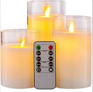 Juego de 3 piezas de decoración navideña y accesorios de ambiente con velas electrónicas LED de control remoto y velas sin humo - Product Image 4