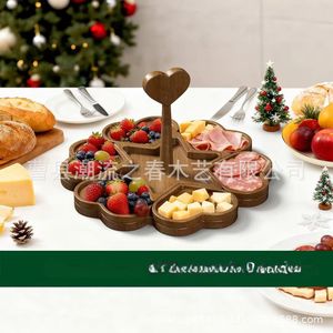 Creative wooden heart-shaped <b>tray</b> for fruit and nuts, solid wood puzzle, <b>snack</b> and cheese plate, fun deli and pastry plate - Product Image 2