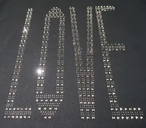 중국 제조업체 문자 로고 사용자 정의 열 전달 인쇄 문자 모조 다이아몬드 핫픽스 패턴