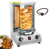 Nouvelle machine à shawarma au gaz COOKAID avec 2 brûleurs en acier inoxydable, capacité de 16 livres pour restaurant, rôtissoire verticale