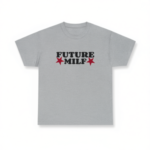 T-shirt Future Milf in cotone grigio unisex, divertente maglietta con meme ironico, regalo scherzoso - Product Image 2