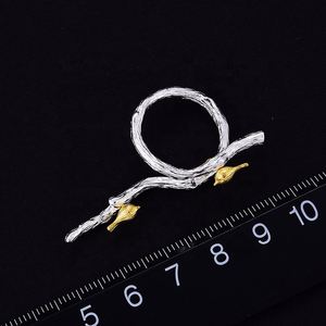 Gioielli di moda Hip Hop 925 in argento Sterling anelli Vintage fatto a mano originale di design uccello sul ramo per le donne uomo regalo - Product Image 5