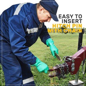 Goupille de sécurité à dégagement rapide en acier galvanisé 1/2 x 4 avec cordon à ressort et clip en R pour ATV, UTV, ferme, <span class=keywords><strong>camping</strong></span>-<span class=keywords><strong>car</strong></span>, bateau, <span class=keywords><strong>remorque</strong></span>, remorquage - Product Image 4