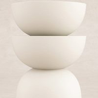 Table d'appoint en marbre blanc crème, silhouette sculptée à double bol superposé, table d'appoint de salon, maison de rêve