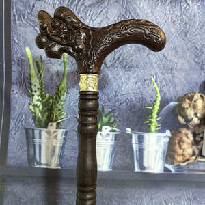 Béquille <span class=keywords><strong>en</strong></span> <span class=keywords><strong>bois</strong></span> massif de palissandre antidérapante, style aile de poulet, avec système d'amortissement et embout <span class=keywords><strong>en</strong></span> caoutchouc pour la poignée - Product Image 2