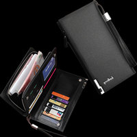 Baellerry 2022 portafoglio lungo nero da uomo portafoglio rfid da polso in pelle pu portafoglio minimalista con cerniera porta carte di credito logo personalizzato borsa da uomo