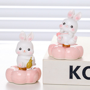 ของตกแต่งโต๊ะเรซิ่นรูปกระต่ายการ์ตูนน่ารัก 4 ชิ้น ของตกแต่งสำนักงานแบบหมุนได้ ของขวัญวันอีสเตอร์ - Product Image 2