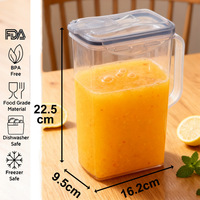 Pichet à eau moderne en plastique PP personnalisé avec impression et logo, couvercle à rabat et poignée, 1,5 L, pour la rentrée scolaire