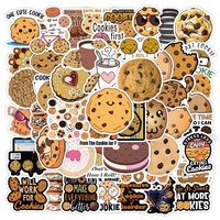 50pcs mignon dessin animé Biscuits Snack autocollant personnalisé Graffiti mur étanche PVC vinyle découpé téléphone portable alimentaire Cookie autocollants