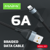 Prise de charge rapide Maimi X57 avec câble de charge pour smartphone USB Type-C en nylon tressé, câble de charge de données Micro USB