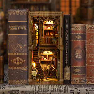 Porte-livres vertical en bois 3D Art Déco, best-seller |   Modèle de salle d'étude artisanale à faire soi-même |   Kit de loisirs créatifs pour adultes pour soulager le stress - Product Image 4