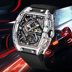 Đồng hồ cơ nam Acrylic mới tự động với thiết kế rỗng trong suốt Đồng hồ cơ nam sang trọng với chuyển động tiếp xúc - Product Image 1