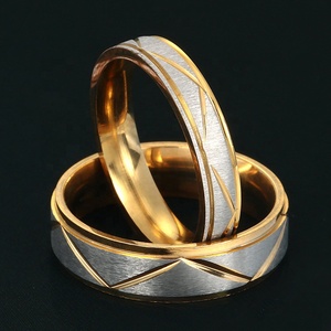 Wholesale Italian Style <b>Titanium</b> Steel Couple <b>Rings</b> High Quality No-Fading Gold Stainless Steel Inlay Jewelry for Gifts Parties - Product Image 4