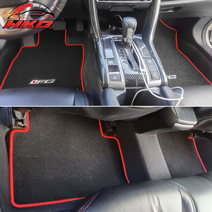 Tapis de sol pour Honda Civic Hatch 16-21 personnalisés noirs - Velours, bord rouge - Product Image 2
