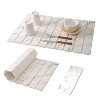 LIVING Lot de 2 tapis de séchage de vaisselle modernes en diatomite imprimée, pliables, rectangulaires, absorbants et antidérapants pour comptoir de cuisine