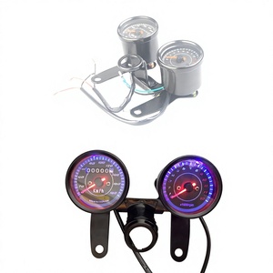 Ensemble rétro pour tableau de bord de moto, tachymètre électronique, compteur de vitesse 0-140 km/h, support avant en métal noir - Product Image 2