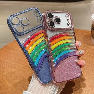 Custodia per telefono Glitter Rainbow Quicksand, <span class=keywords><strong>Cover</strong></span> protettiva galvanizzata per <span class=keywords><strong>iPhone</strong></span> 17 Pro Max e Samsung S25 Ultra - Product Image 2